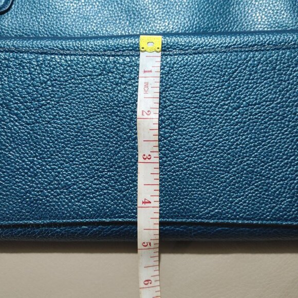 Coach Ava Chain Leather Shoulder Bag Wallet Set Metallic Teal Turquoise Nickle - Picture 6 of 15